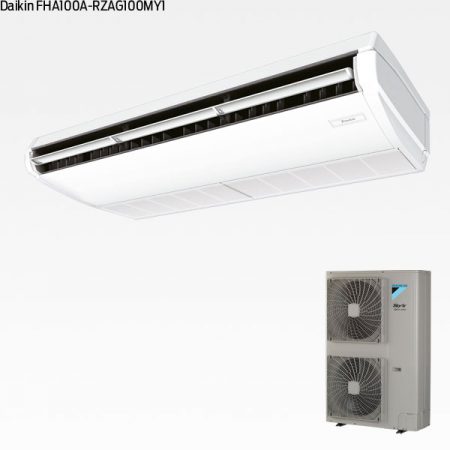 Daikin FHA100A + RZASG100MY1 SkyAir takhängd enhet med Alpha utedel
